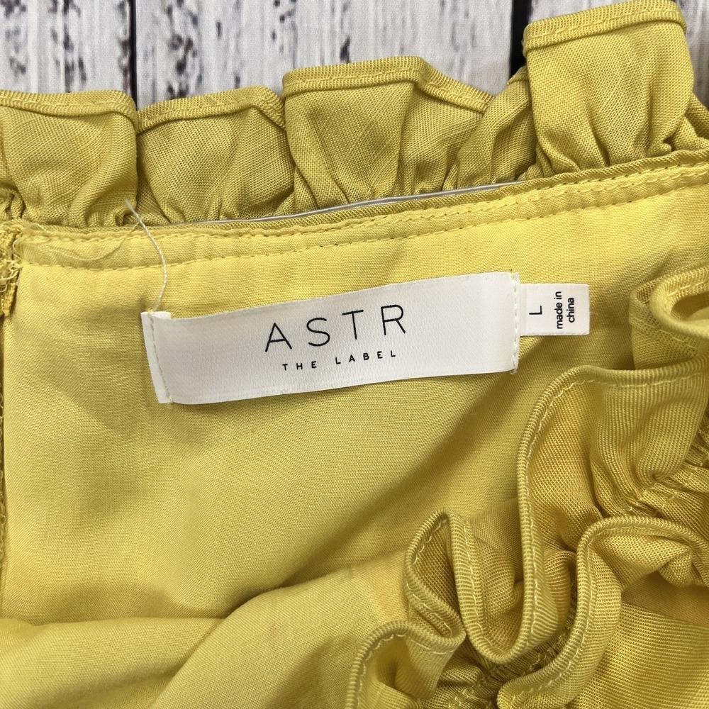 ASTR The Label Yellow Lemon Mini Dress Womens L Linen Blend Shirred Side Resort - Picture 6 of 9
